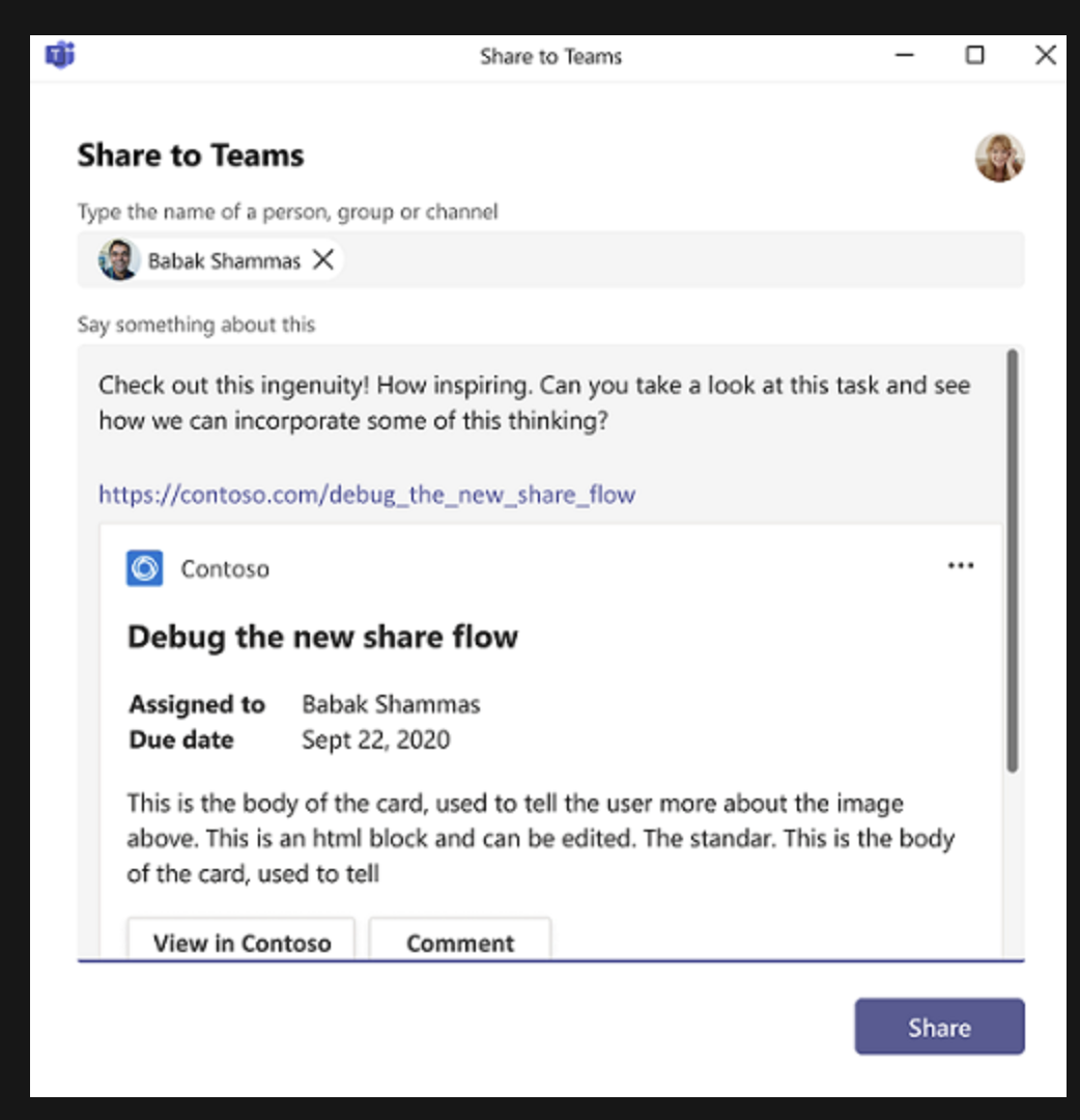 Share To Teams API